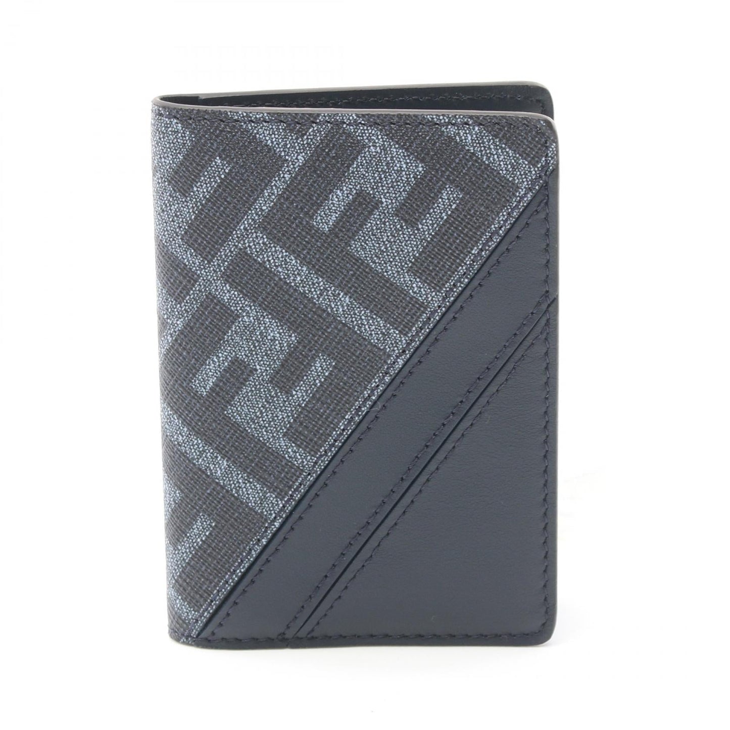 Luxury Fendi Diagonal Card case PVC Coated Canvas Leather Navy