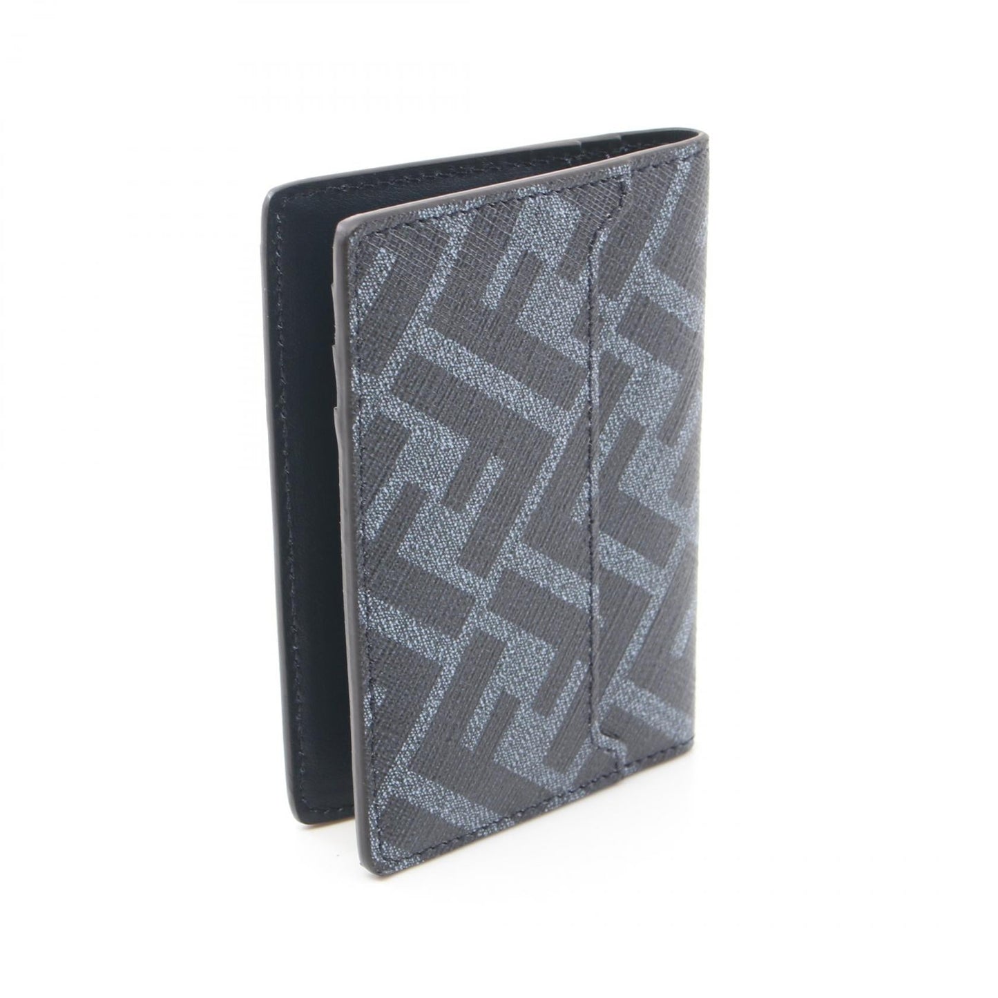 Luxury Fendi Diagonal Card case PVC Coated Canvas Leather Navy