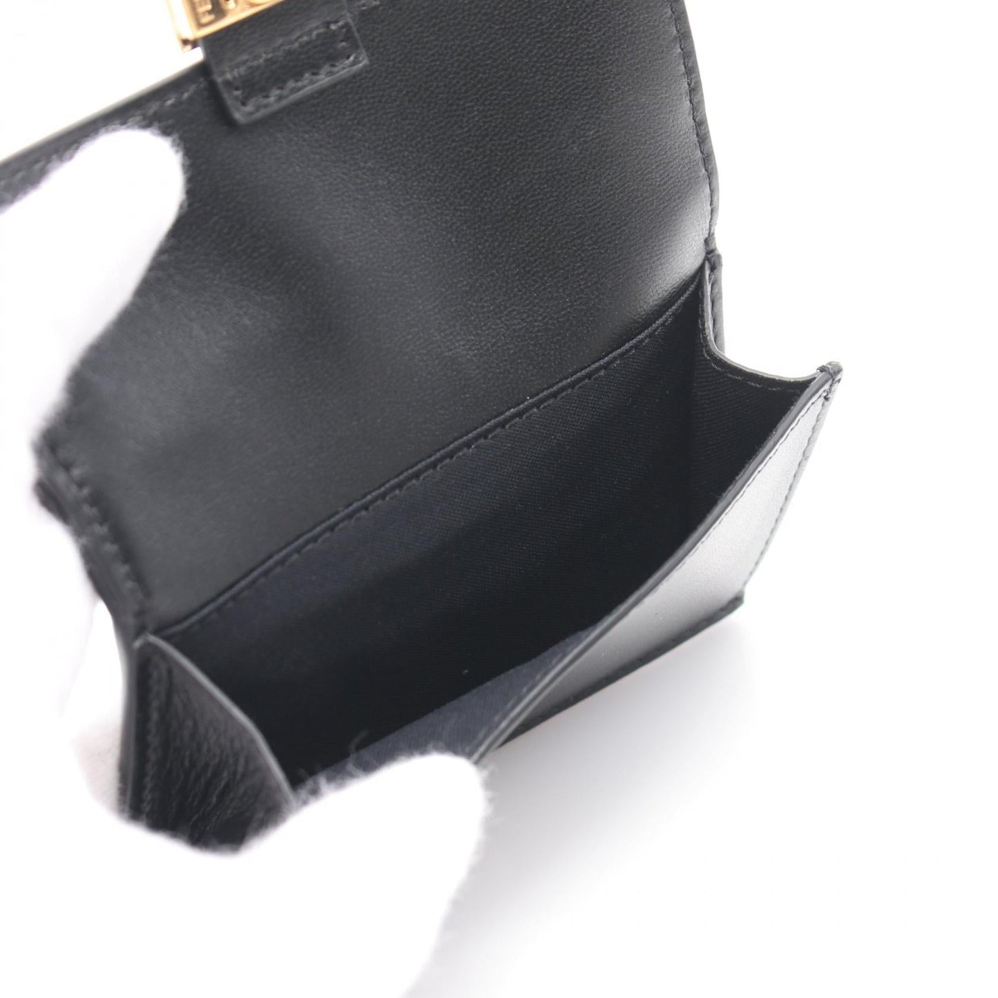Luxury Fendi Baguette Card case Leather Black