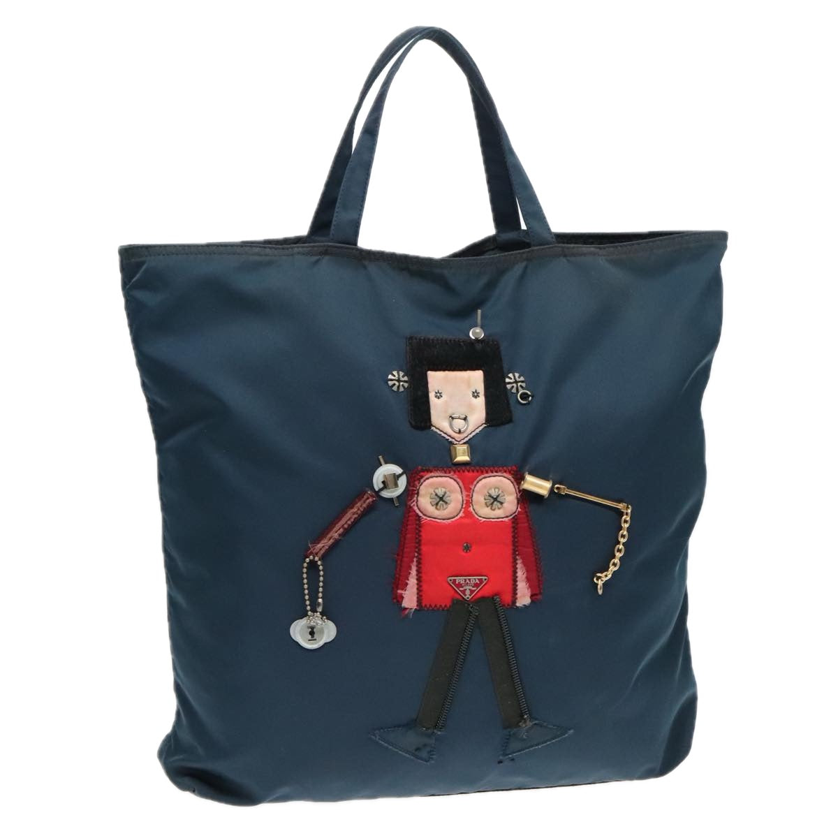 Luxury Prada Robot Tote Bag Nylon Navy  93015