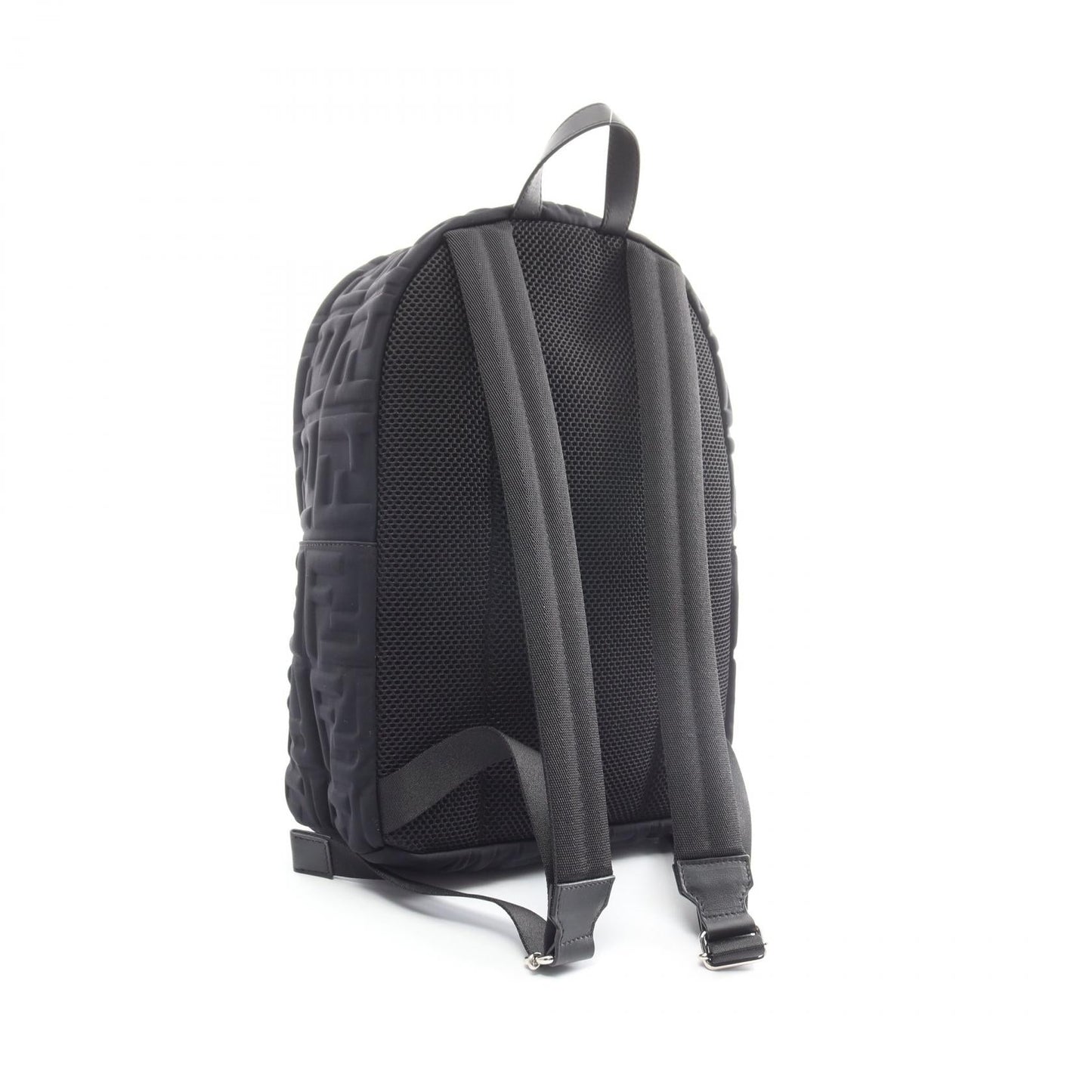 Luxury Fendi Zucca Backpack Rucksack Nylon Leather Black