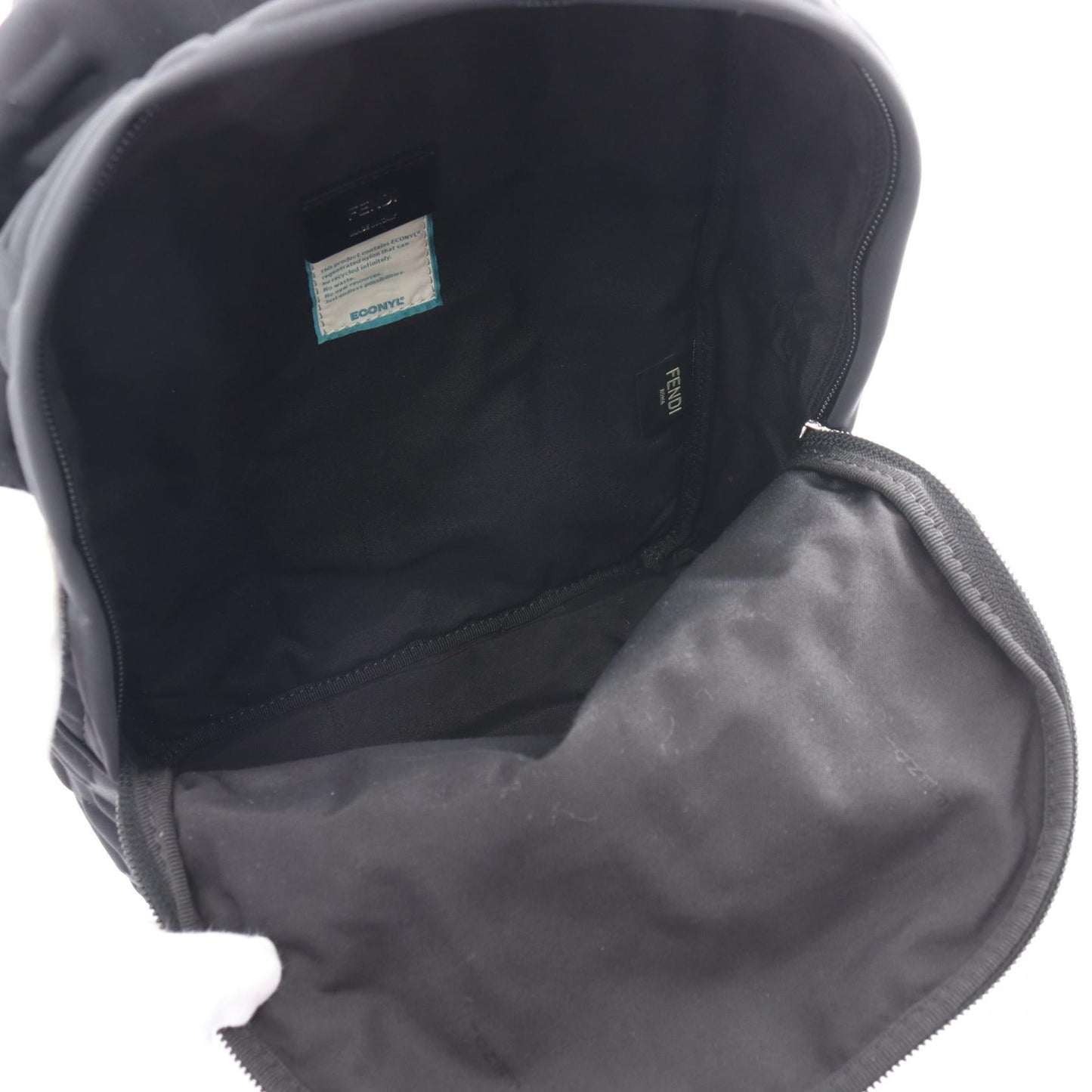 Luxury Fendi Zucca Backpack Rucksack Nylon Leather Black