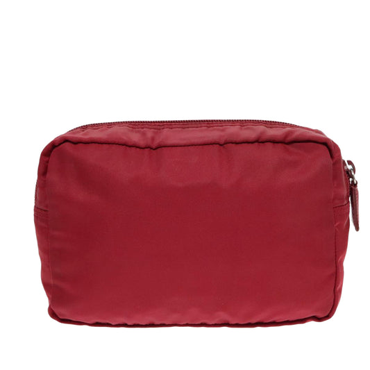 Luxury Prada Pouch Nylon Red Silver  93043