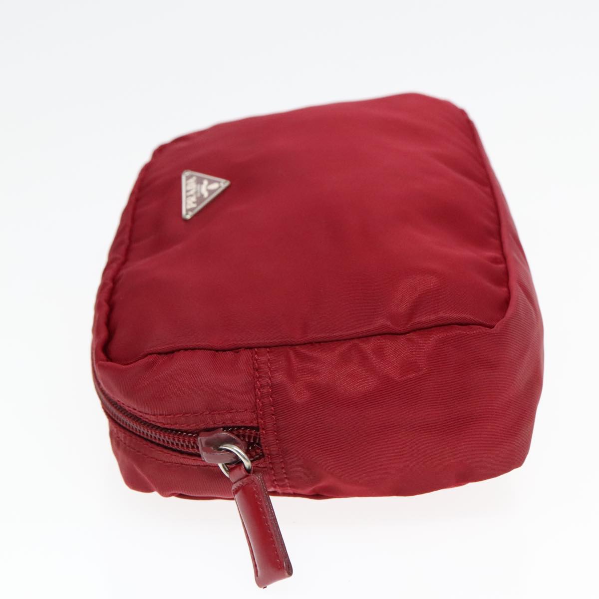 Luxury Prada Pouch Nylon Red Silver  93043