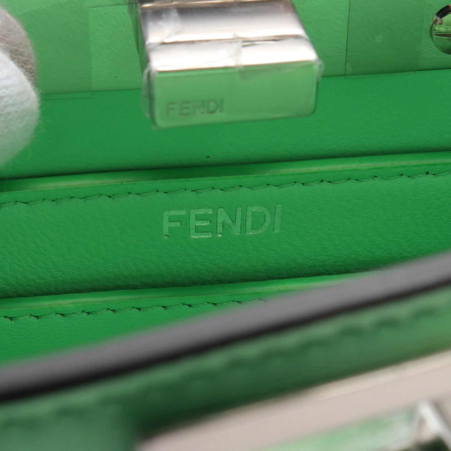 Luxury Fendi Peekaboo ISeeU Handbag Leather Yellow-green 2WAY