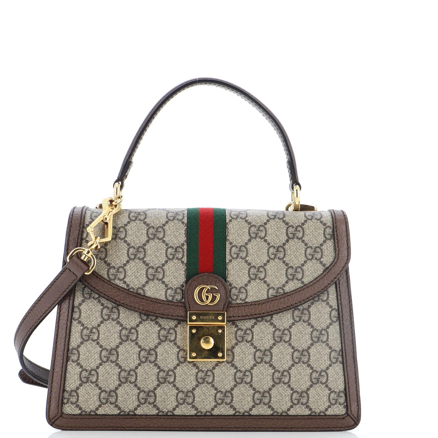 Luxury Gucci Trending 2025 Ophidia Flap Top Handle Bag GG Coated Canvas Small