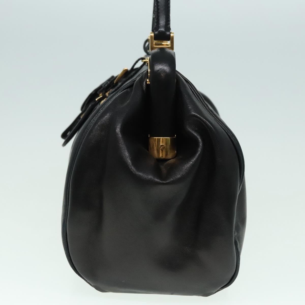Luxury Prada Shoulder Bag Leather Black Gold  93213