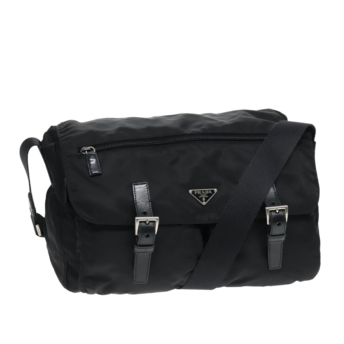 Luxury Prada Shoulder Bag Nylon Black Silver  93215