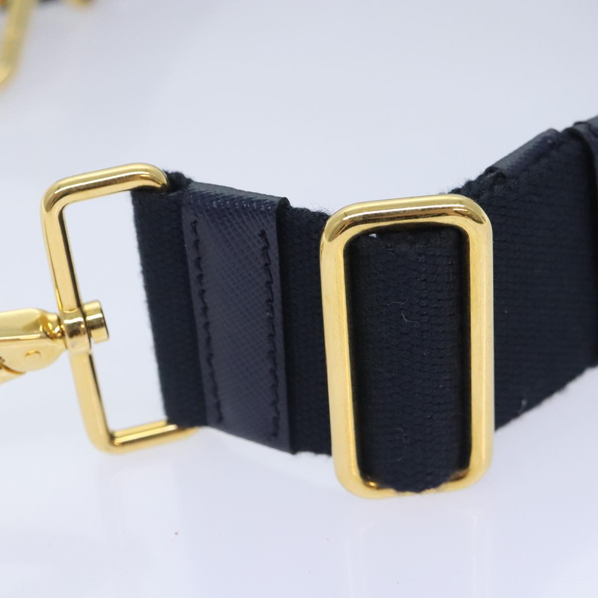 Luxury Prada Shoulder Strap Canvas Navy Gold  93287