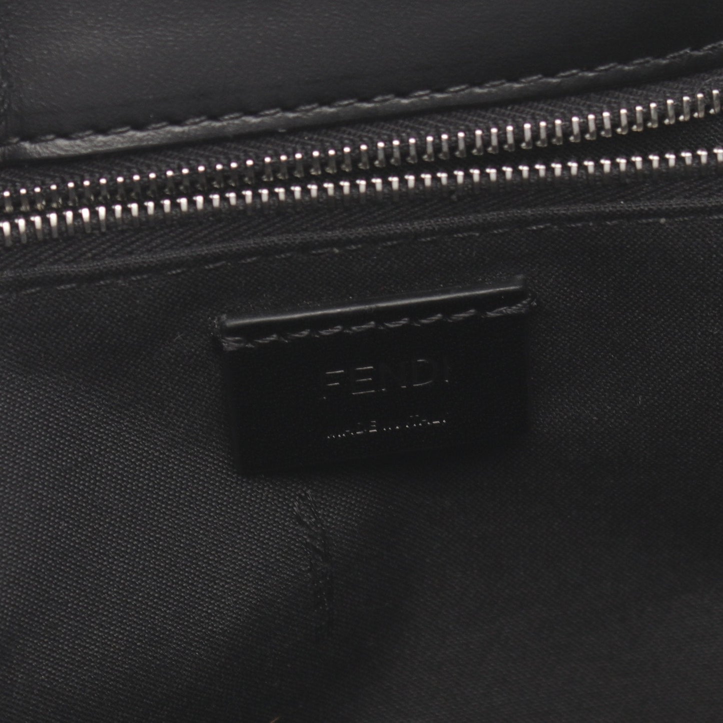 Luxury Fendi Flat Baguette FF motif Shoulder bag Leather Dark gray Black