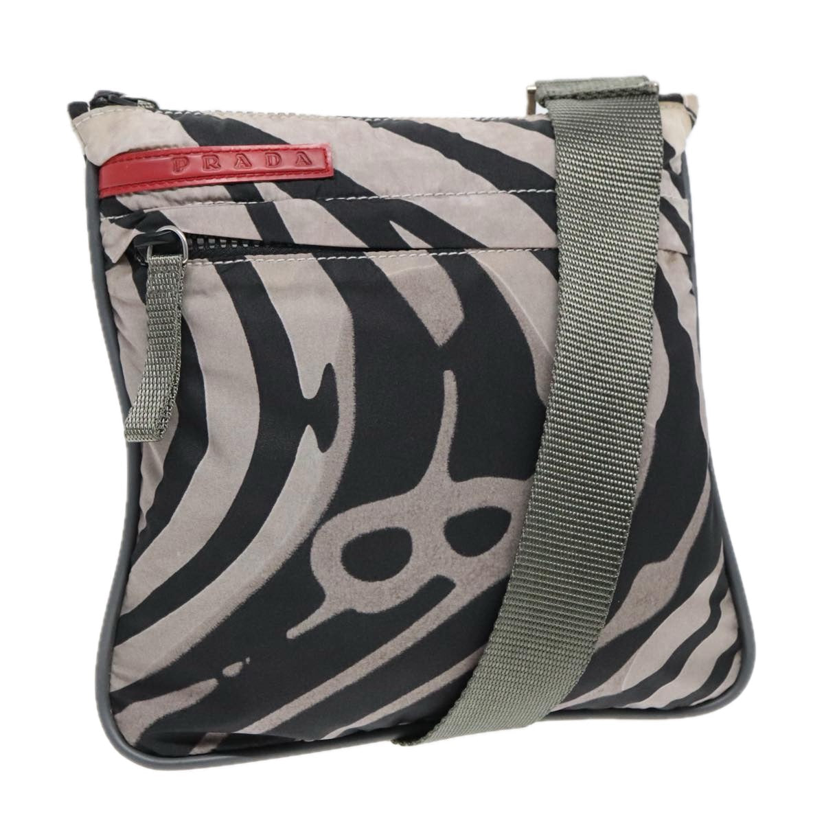 Luxury Prada Sports Shoulder Bag Nylon White Black Silver  93334