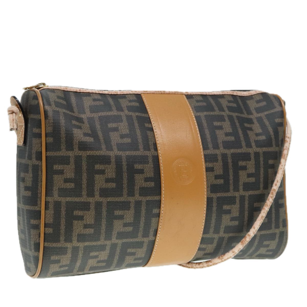 Luxury Fendi Shoulder Bag Zucca Canvas Brown Black93355