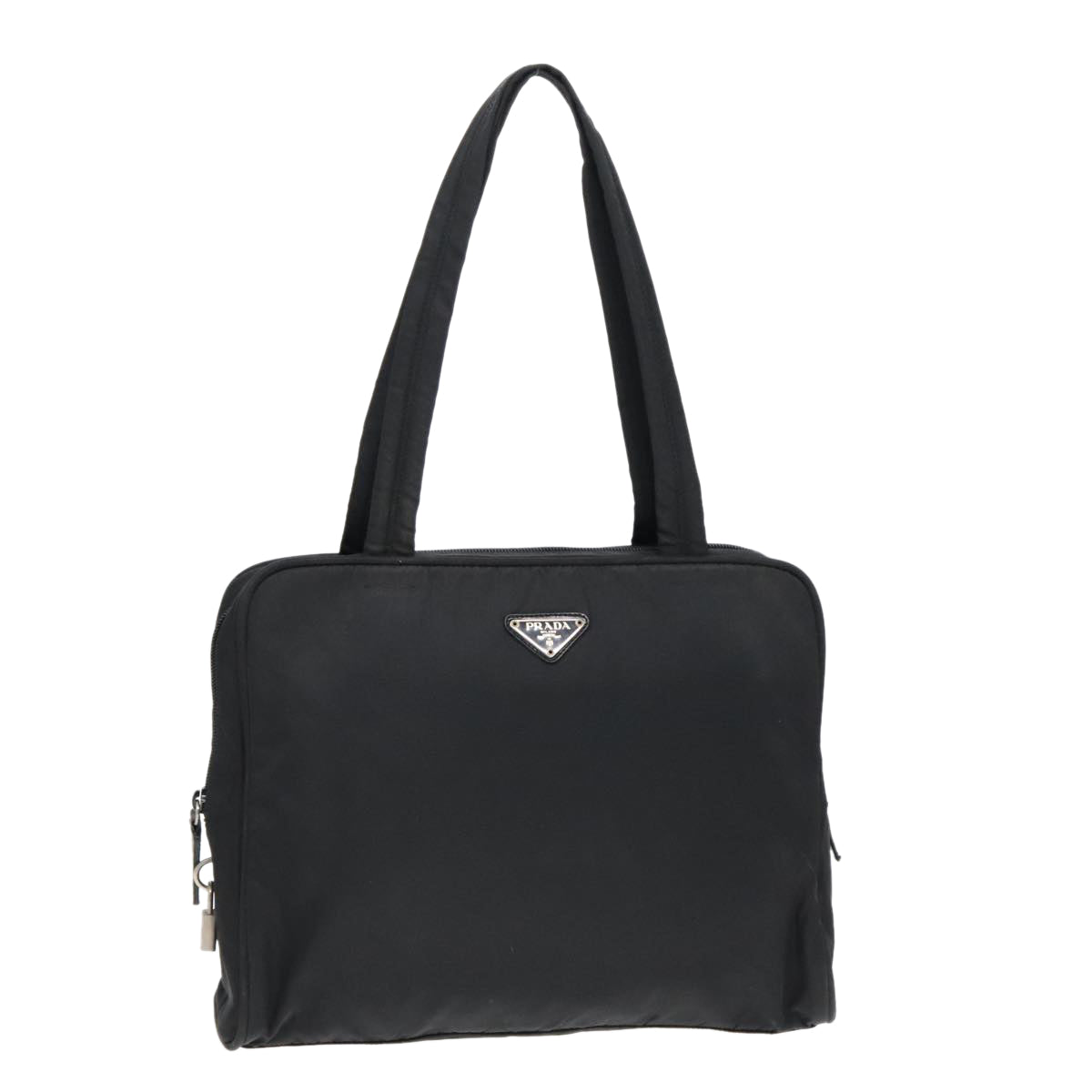 Luxury Prada Hand Bag Nylon Black Silver  93363