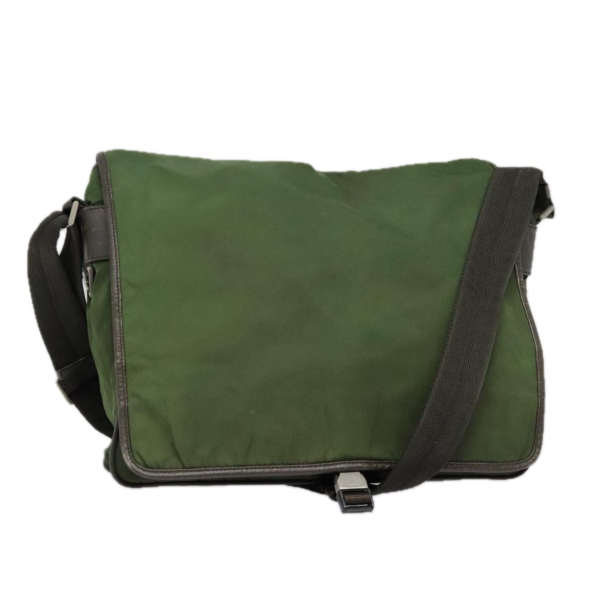 Luxury Prada Shoulder Bag Nylon Green Brown Silver  93371