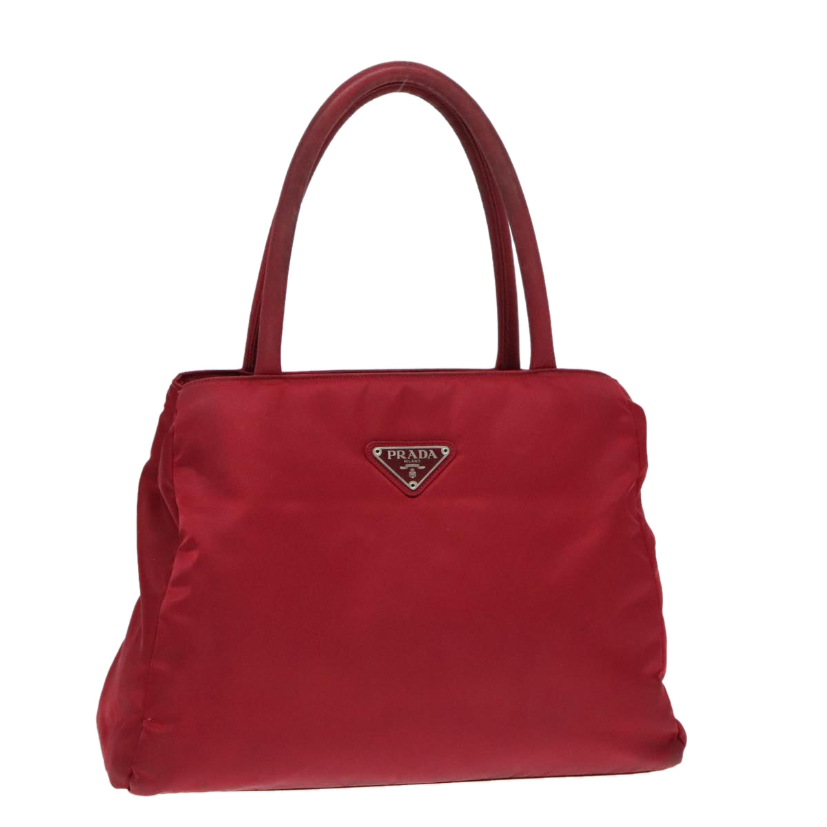 Luxury Prada Hand Bag Nylon Red Silver  93374