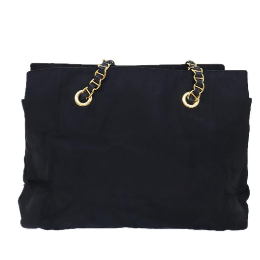 Luxury Prada Chain Tote Bag Nylon Black Gold  93405