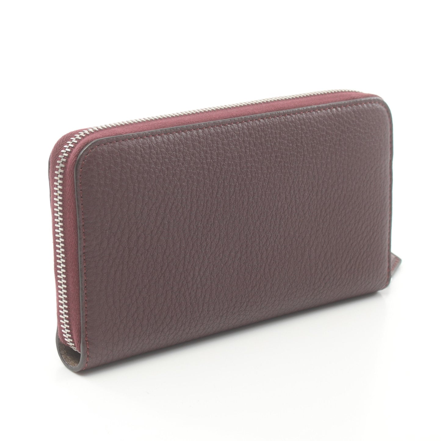 Luxury Fendi Round zipper long wallet Leather Bordeaux Logo