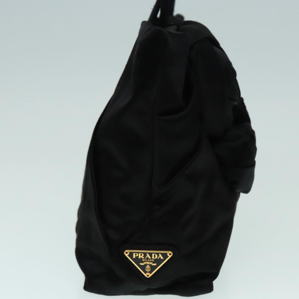 Luxury Prada Hand Bag Satin Black Gold  93461