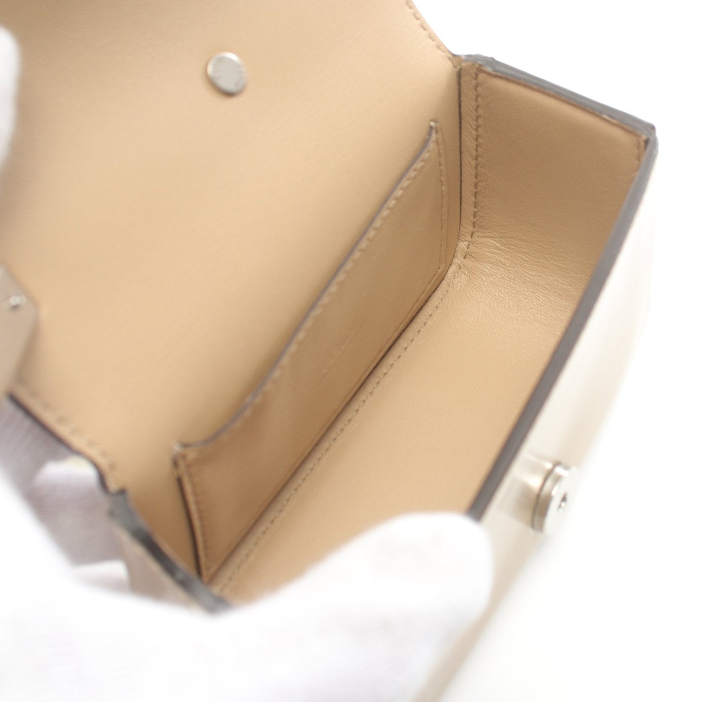 Luxury Fendi Nano Bag Chain handbag Leather Beige