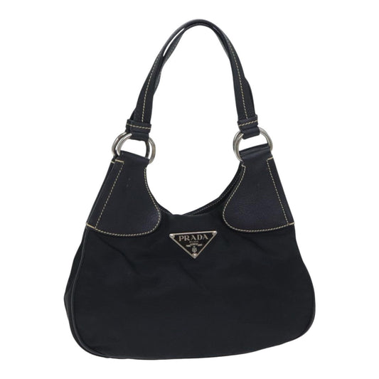 Luxury Prada Hand Bag Nylon Black Silver  93474