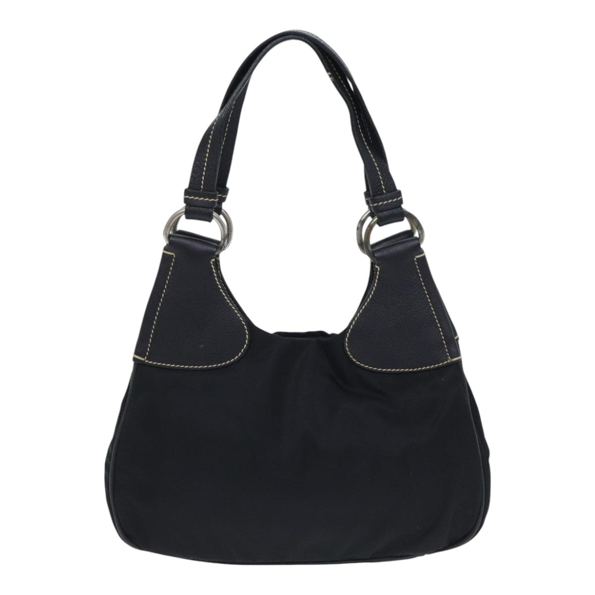 Luxury Prada Hand Bag Nylon Black Silver  93474