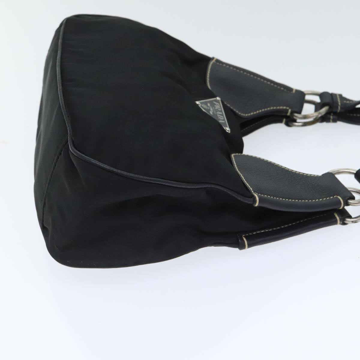 Luxury Prada Hand Bag Nylon Black Silver  93474