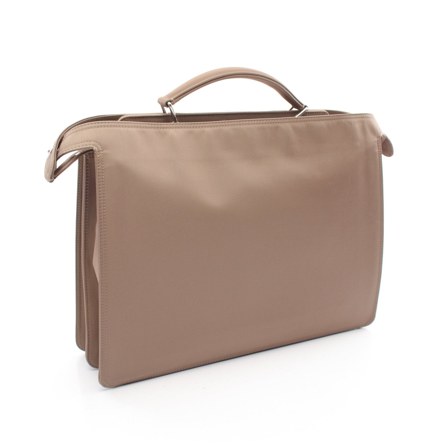 Luxury Fendi Peekaboo Isee u Medium Handbag Nylon Gray beige 2WAY
