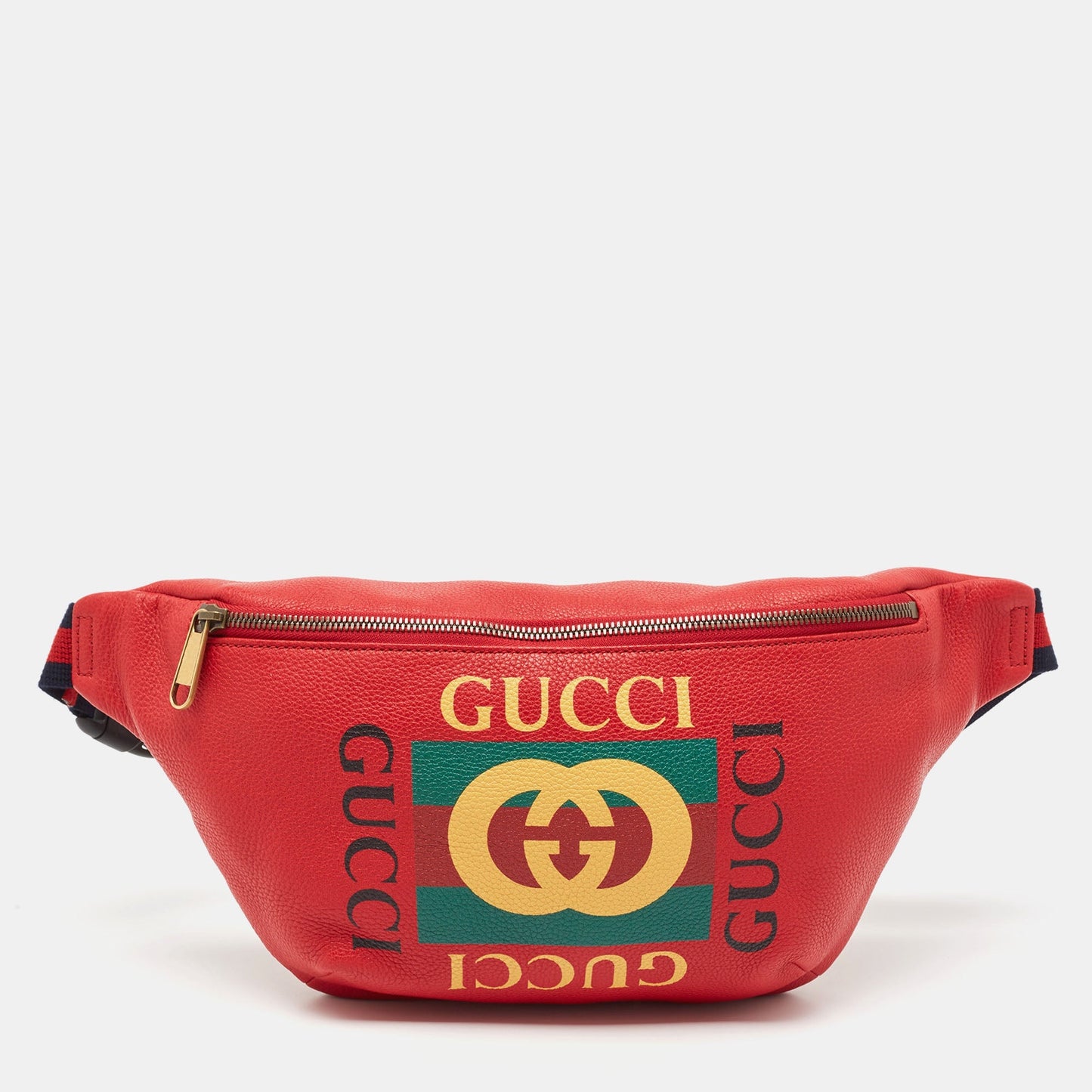Luxury Gucci Trending 2025 Red Leather Logo Web Belt Bag