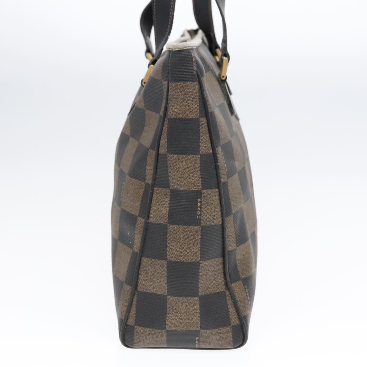 Luxury Fendi Pecan Canvas Tote Bag Brown Black gold93517
