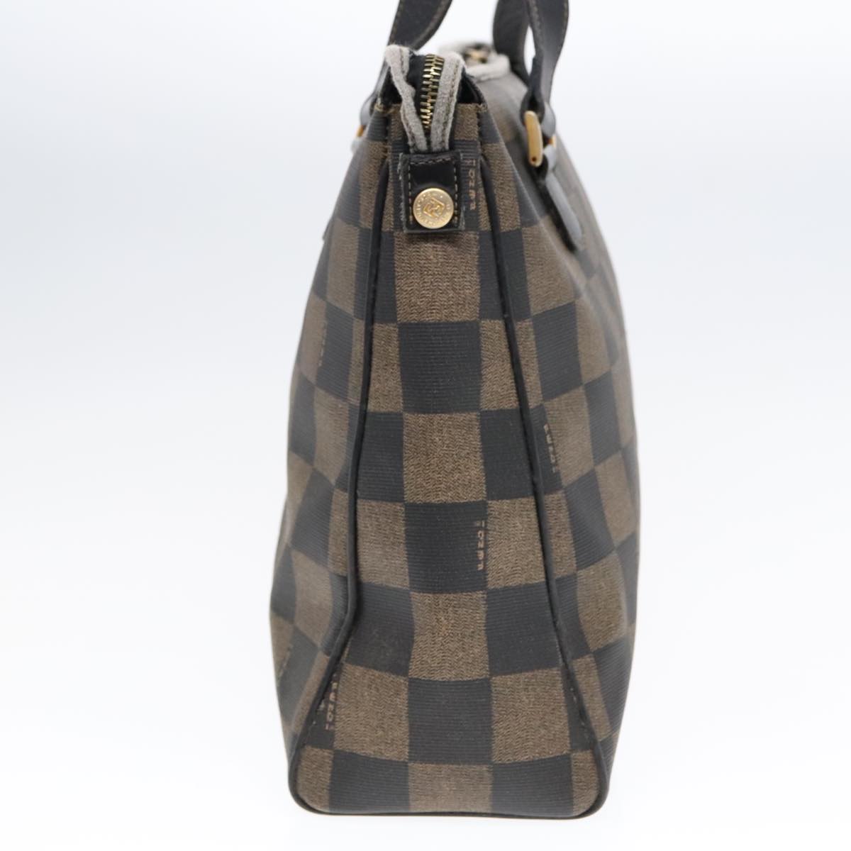 Luxury Fendi Pecan Canvas Tote Bag Brown Black gold93517