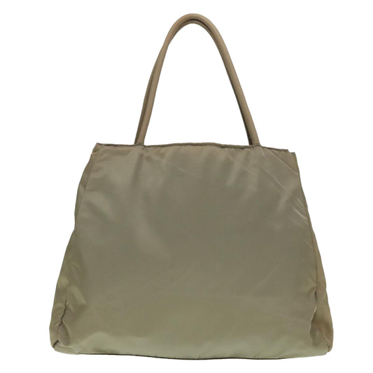 Luxury Prada Hand Bag Nylon Beige Silver  93522