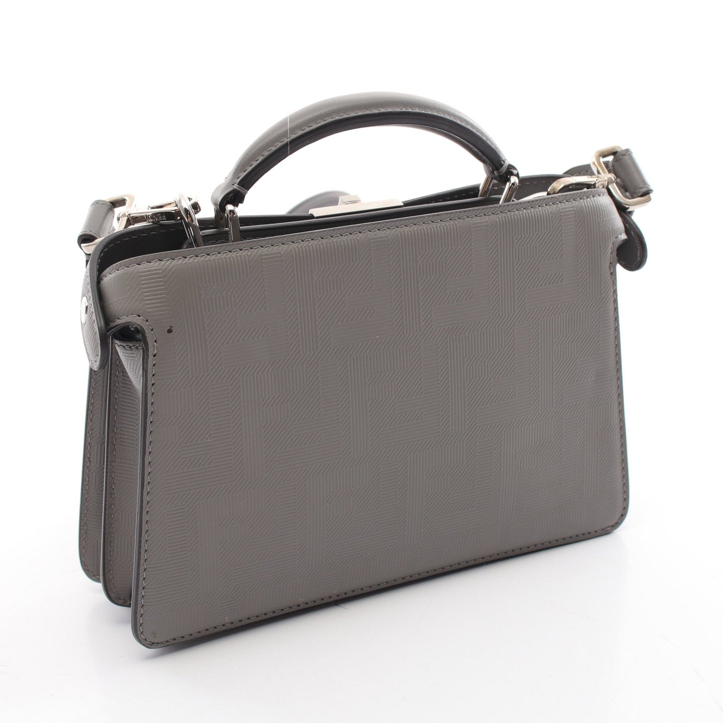 Luxury Fendi Peekaboo ISeeU Isee u X-Cross Zucca Handbag PVC Gray 2WAY