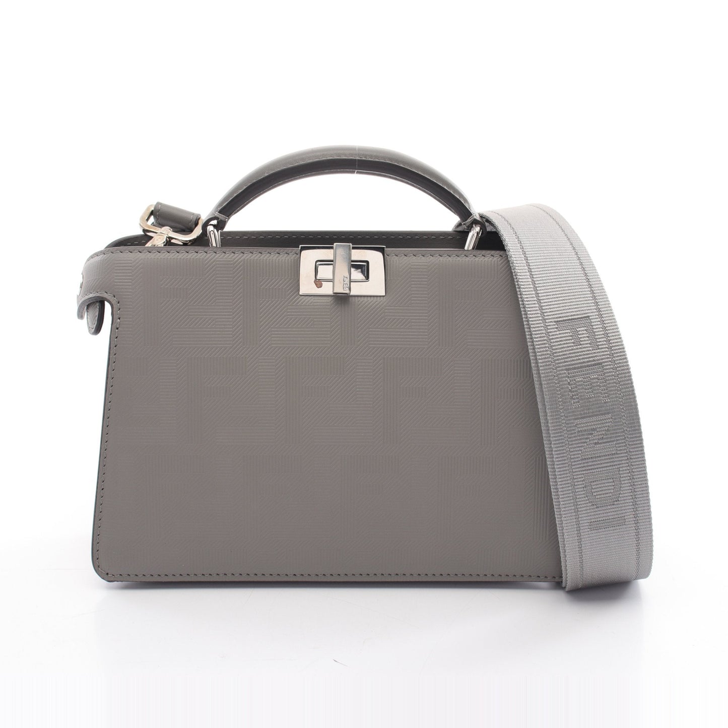 Luxury Fendi Peekaboo ISeeU Isee u X-Cross Zucca Handbag PVC Gray 2WAY