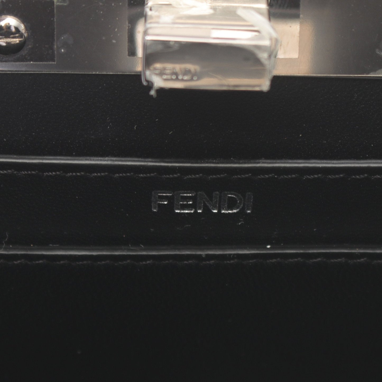 Luxury Fendi Peekaboo Cut Mini Chain shoulder bag Leather Black