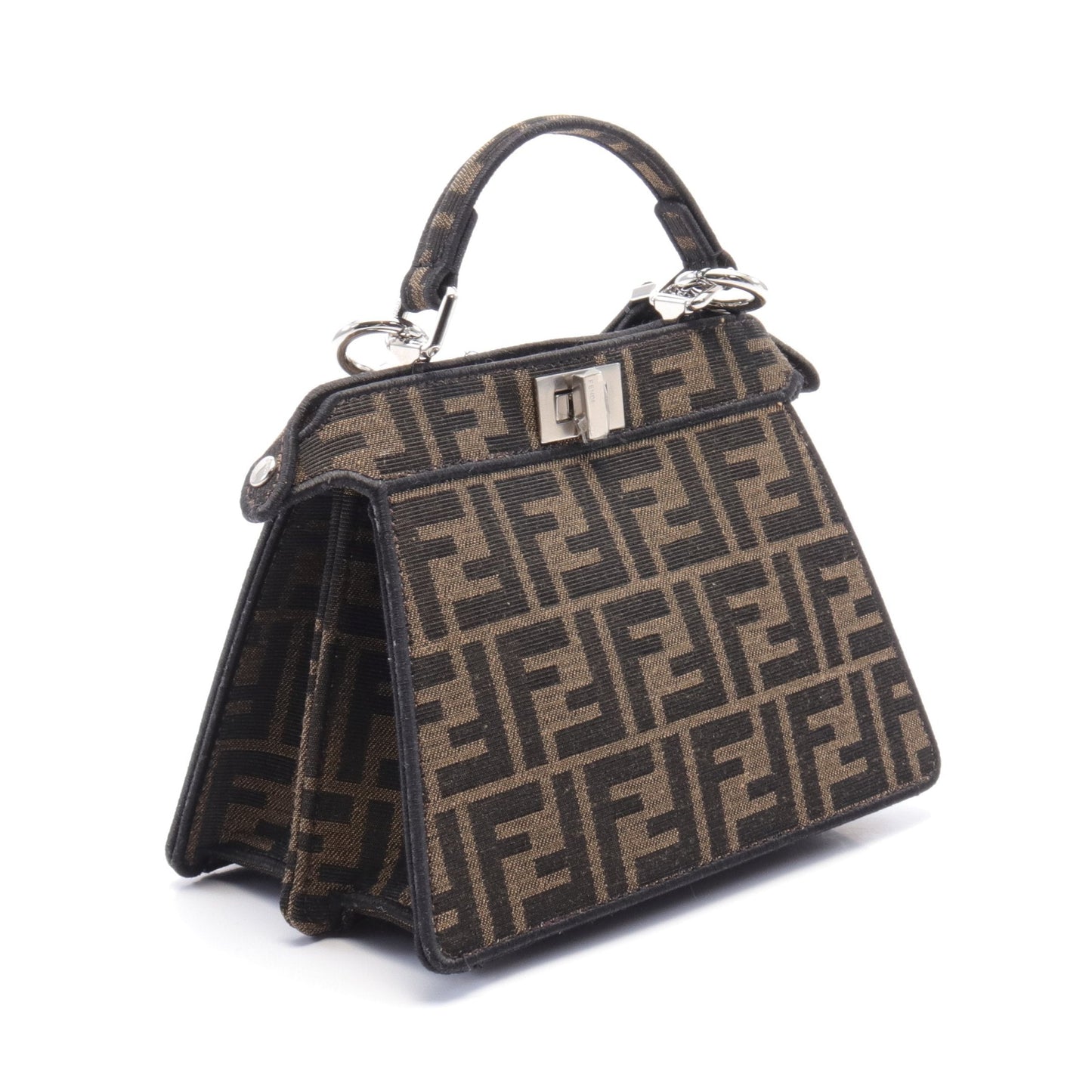 Luxury Fendi Luxury Fendi * FRGMT * POKEMON Peekaboo ISeeU Petit Zucca Miniryu Handbag Canvas Leather Brown Multicolor 2WAY