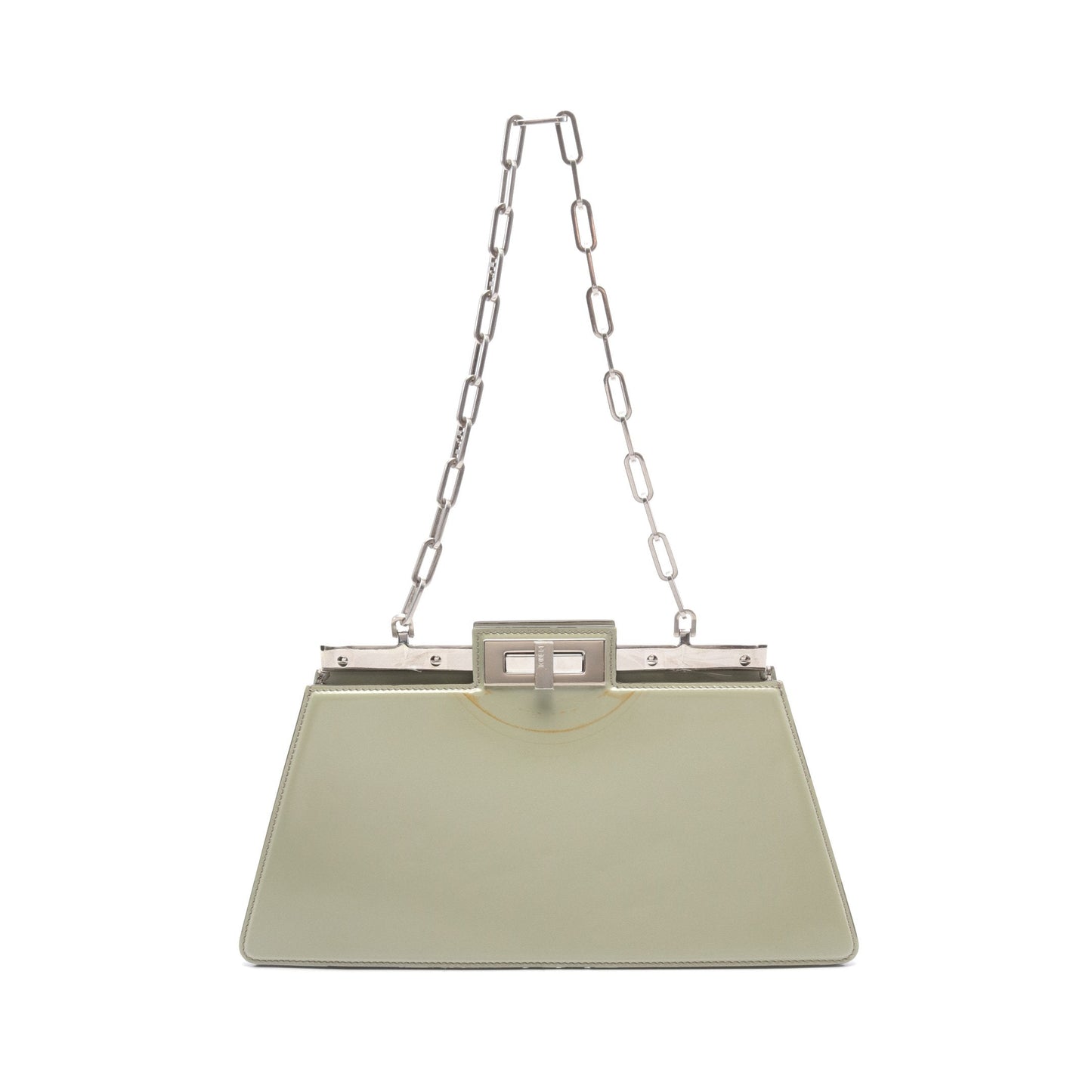 Luxury Fendi Peekaboo Cut Medium Chain shoulder bag Leather Light green