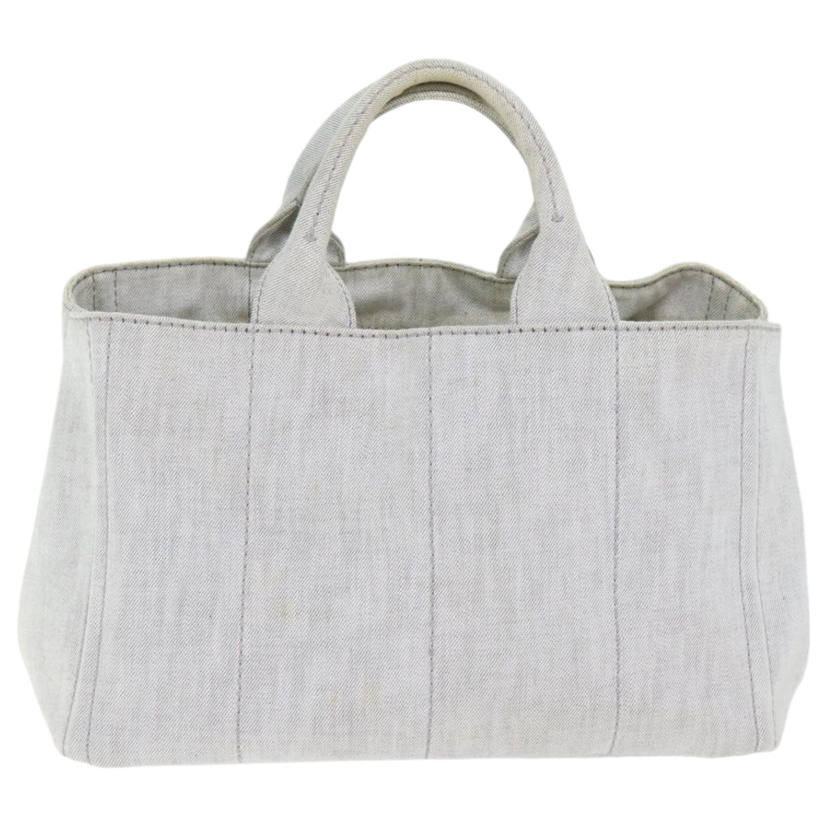Luxury Prada Canapa MM Hand Bag Canvas 2way Gray Gold  93556