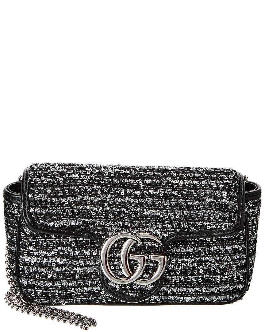 Gucci GG Marmont Super Mini Tweed & Leather Shoulder Bag