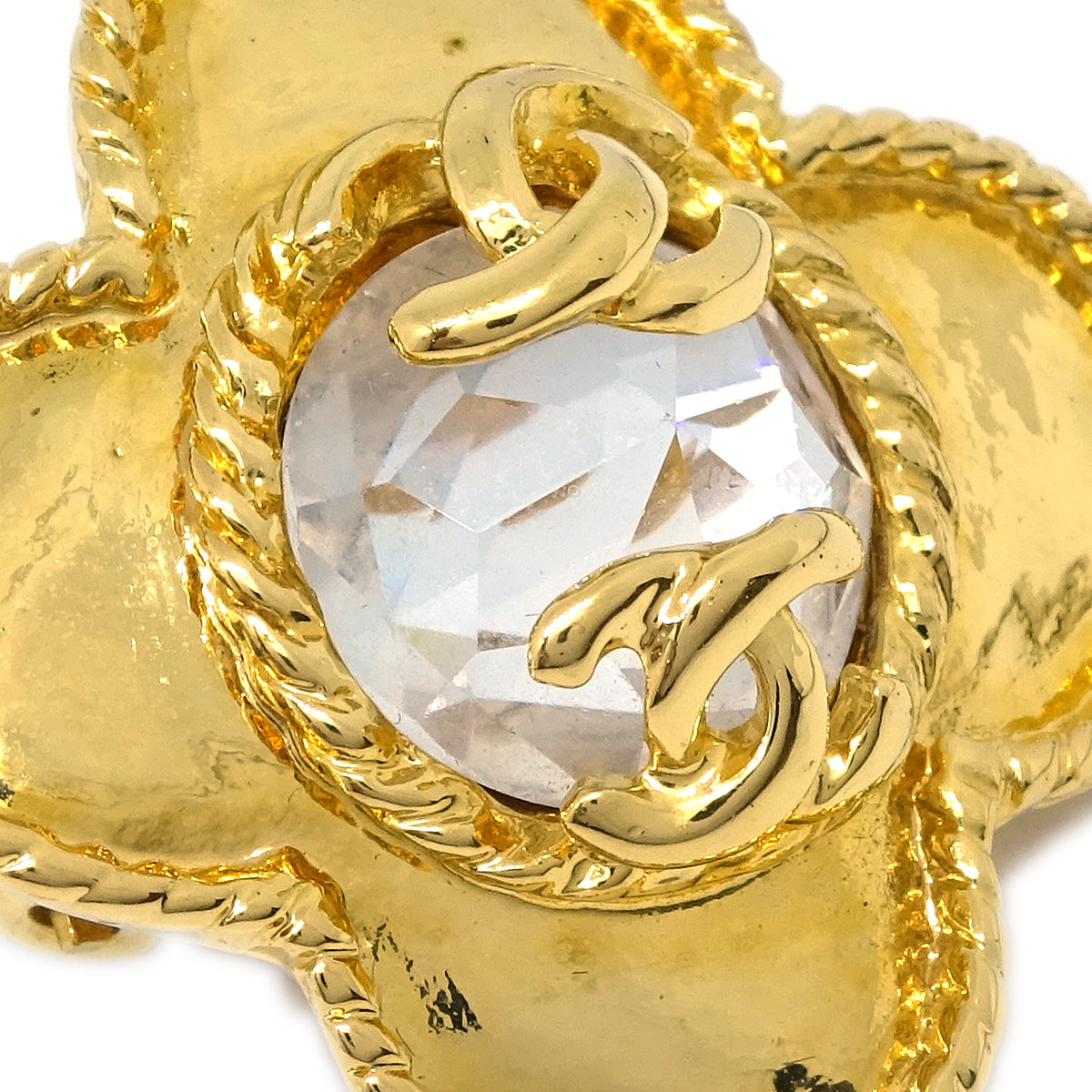 Chanel Earrings Clip-On Rhinestone Gold 95A