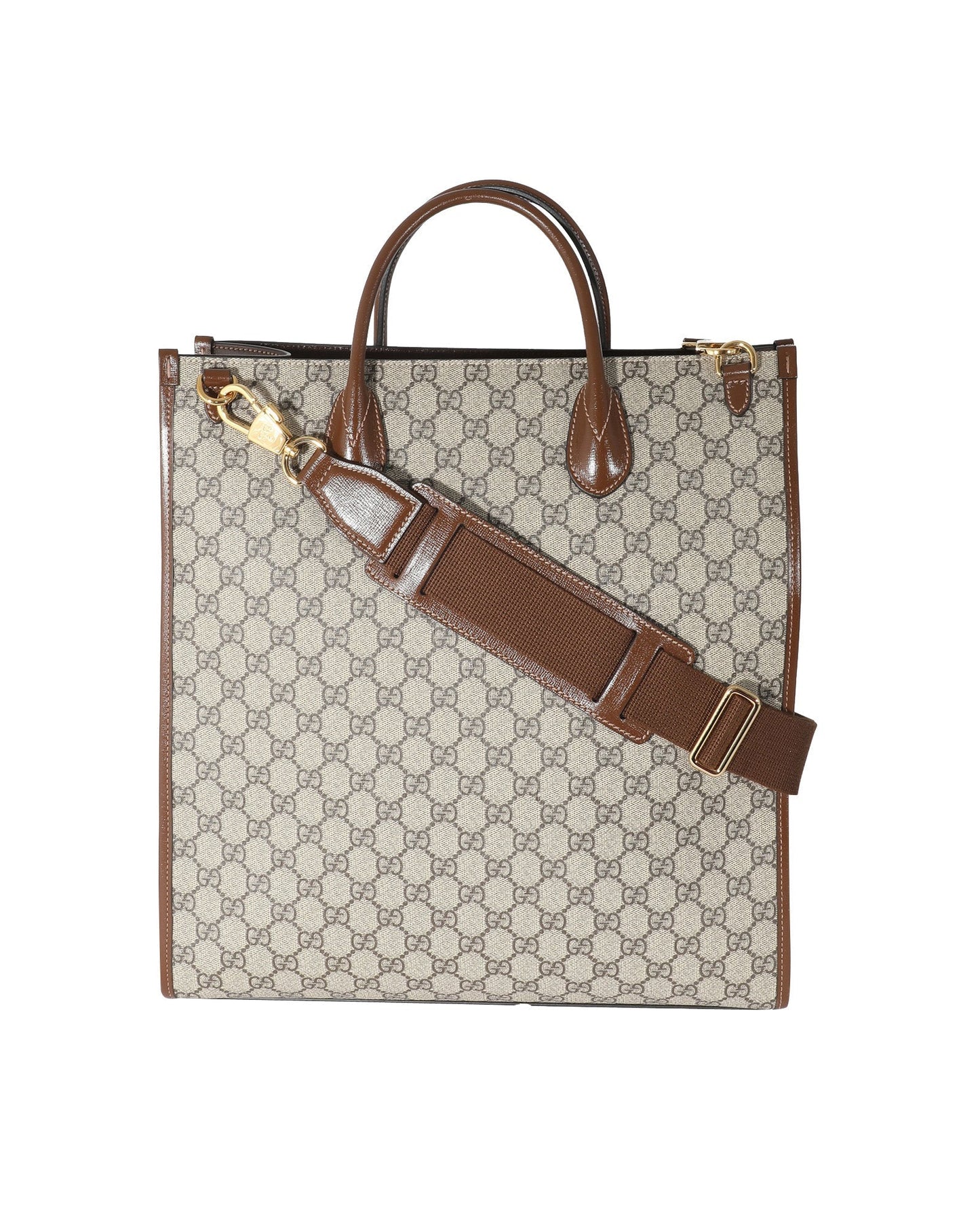 Luxury Gucci Trending 2025 Beige GG Supreme Canvas Brown Leather Medium Interlocking G Tote