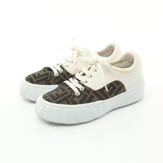 Luxury Fendi Zucca Force Low-top Sneakers Canvas Leather Brown White