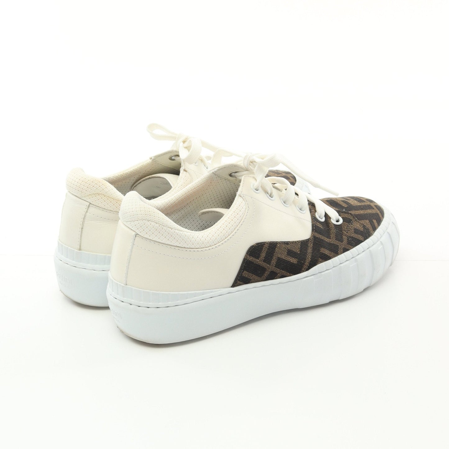 Luxury Fendi Zucca Force Low-top Sneakers Canvas Leather Brown White
