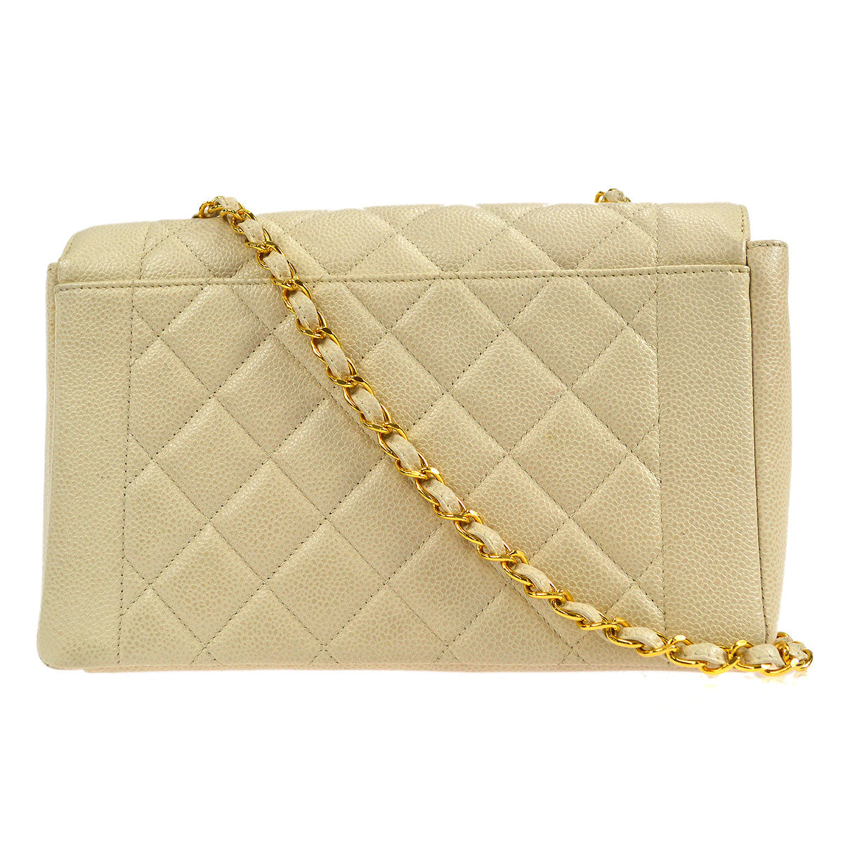 Luxury Chanel * 1996-1997 Tall Diana Flap Medium Ivory Caviar