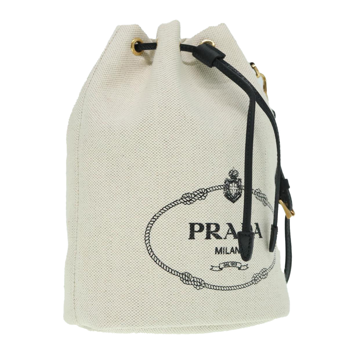 Luxury Prada Canvas Drawstring Bag Pouch White  93807