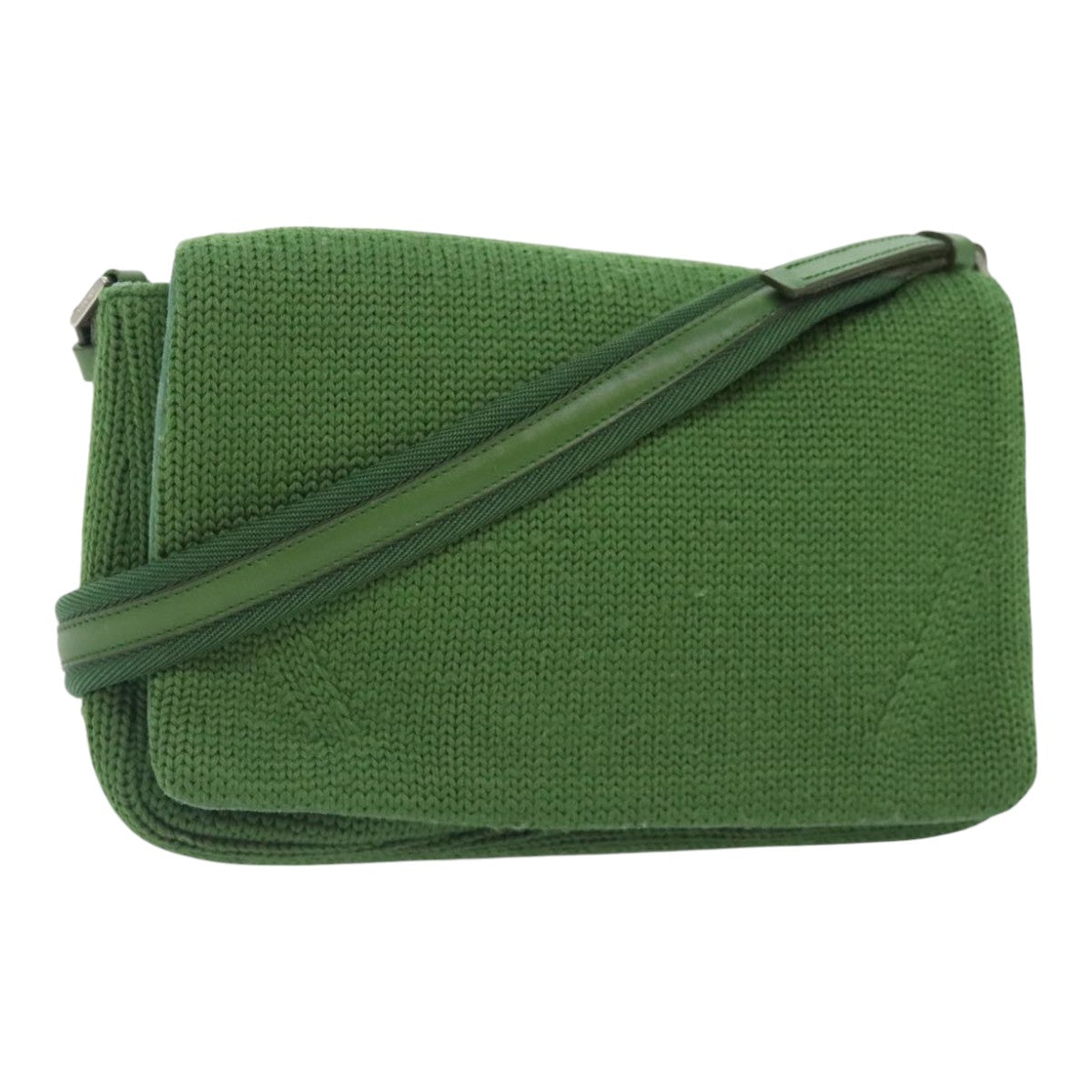 Luxury Prada Shoulder Bag Knitted Fabrics Green Silver  93808