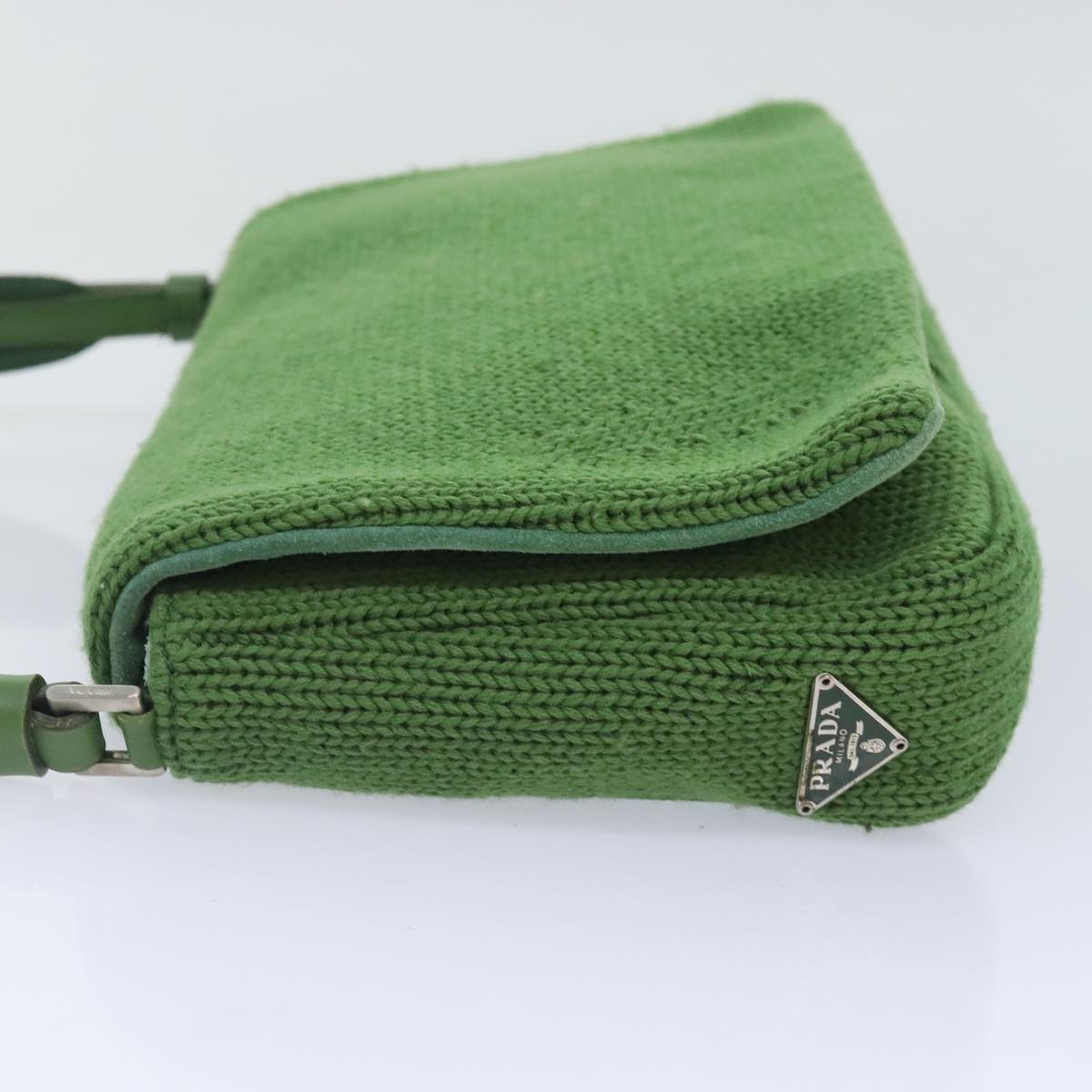 Luxury Prada Shoulder Bag Knitted Fabrics Green Silver  93808