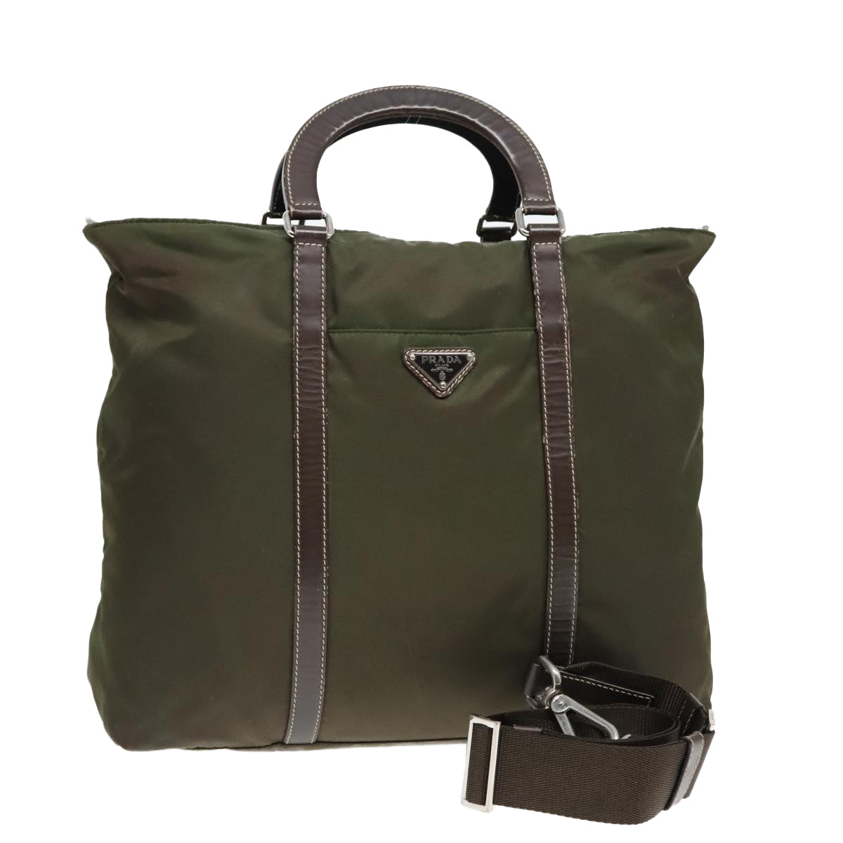 Luxury Prada Hand Bag Nylon 2way Khaki  93872