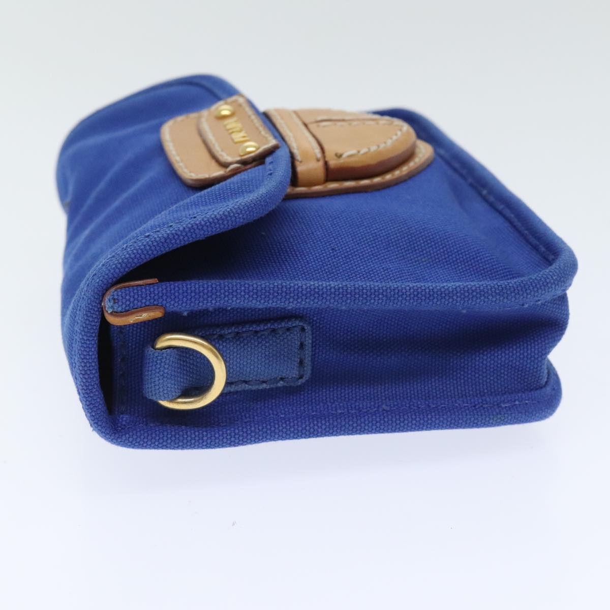 Luxury Prada Shoulder Bag Canvas Blue Gold  93988