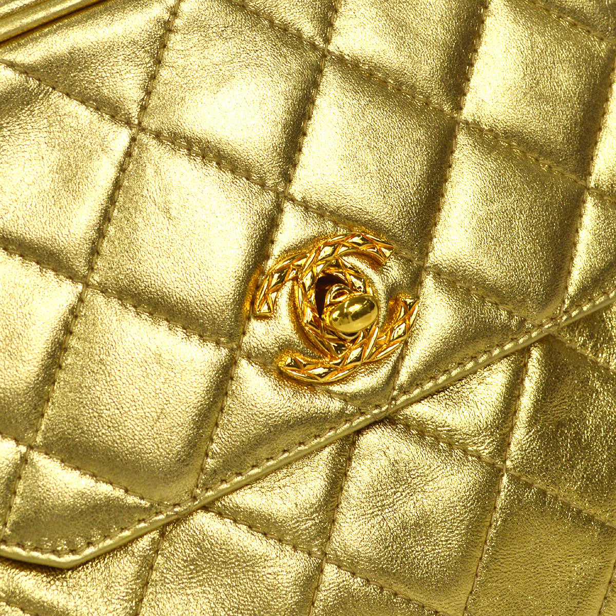 Luxury Chanel 1991-1994 Pocket Camera Bag Mini Gold Lambskin
