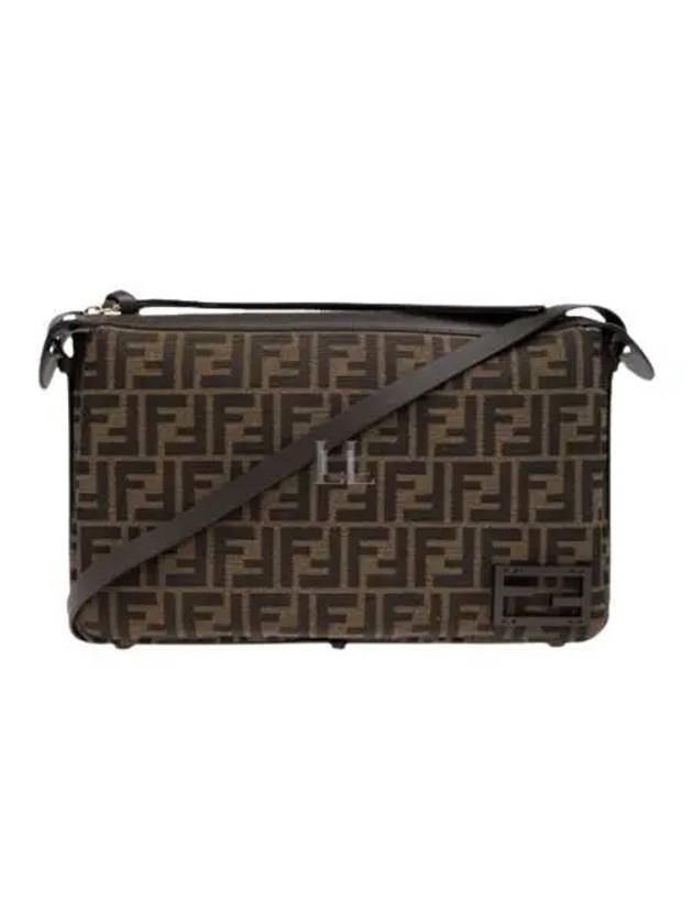 Luxury Fendi FF Jacquard Shoulder Bag Brown
